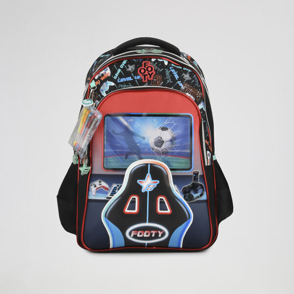 Mochila Footy Espalda Pro Gamer 18 Ni&ntilde;o con estuche