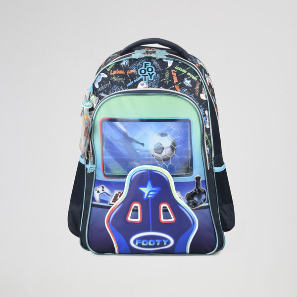 Mochila Footy Espalda Pro Gamer 18 Ni&ntilde;o con estuche y lapiceras