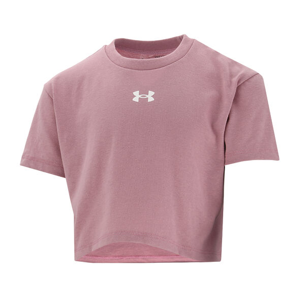 Remera Entrenamiento Under Armouer Crop Sstyle Logo Ni&ntilde;a