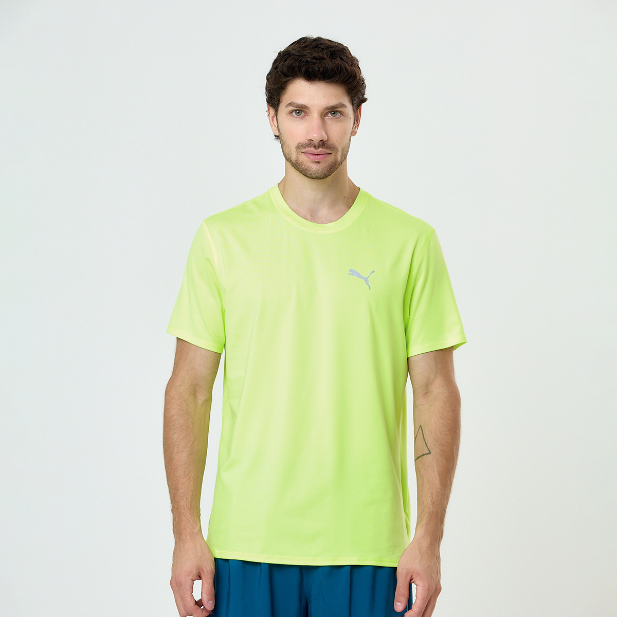 Puma Polera Verde Neon Hombre Remera Running Puma Cloudspun Para