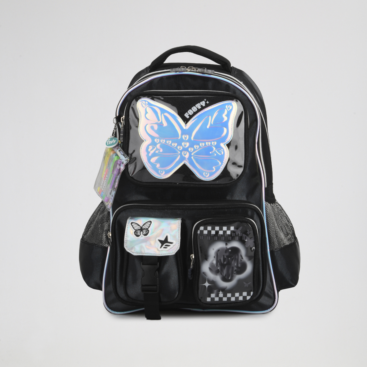 Mochila Footy Espalda Glow Fly 18 Reforzada con estuche Ni&ntilde;a,  image number null