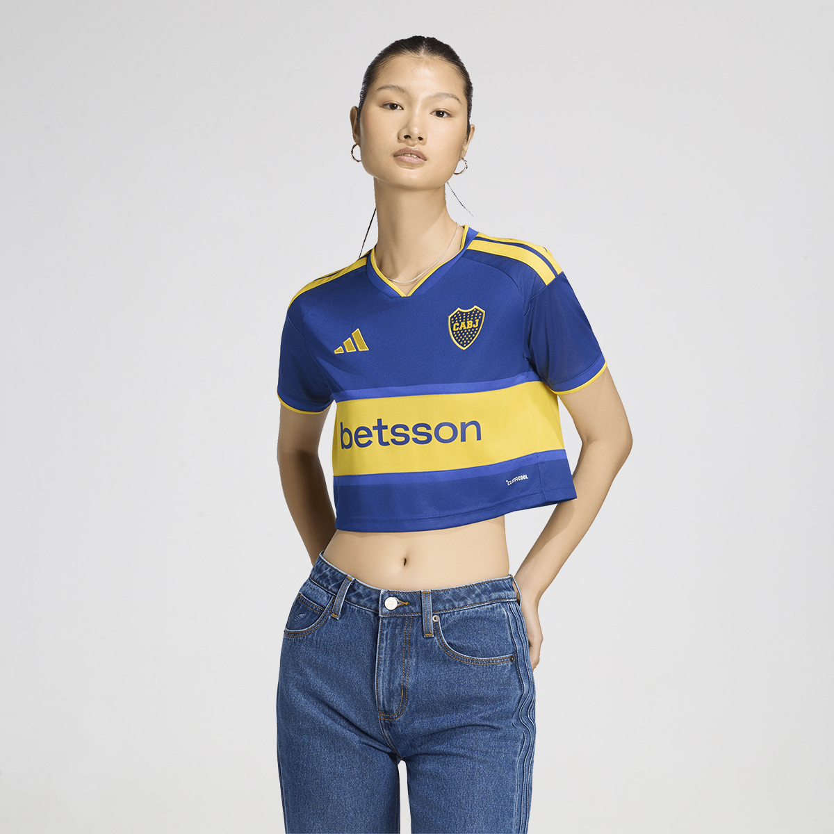 Camiseta Boca Juniors adidas Titular Corta 26 27 Mujer,  image number null