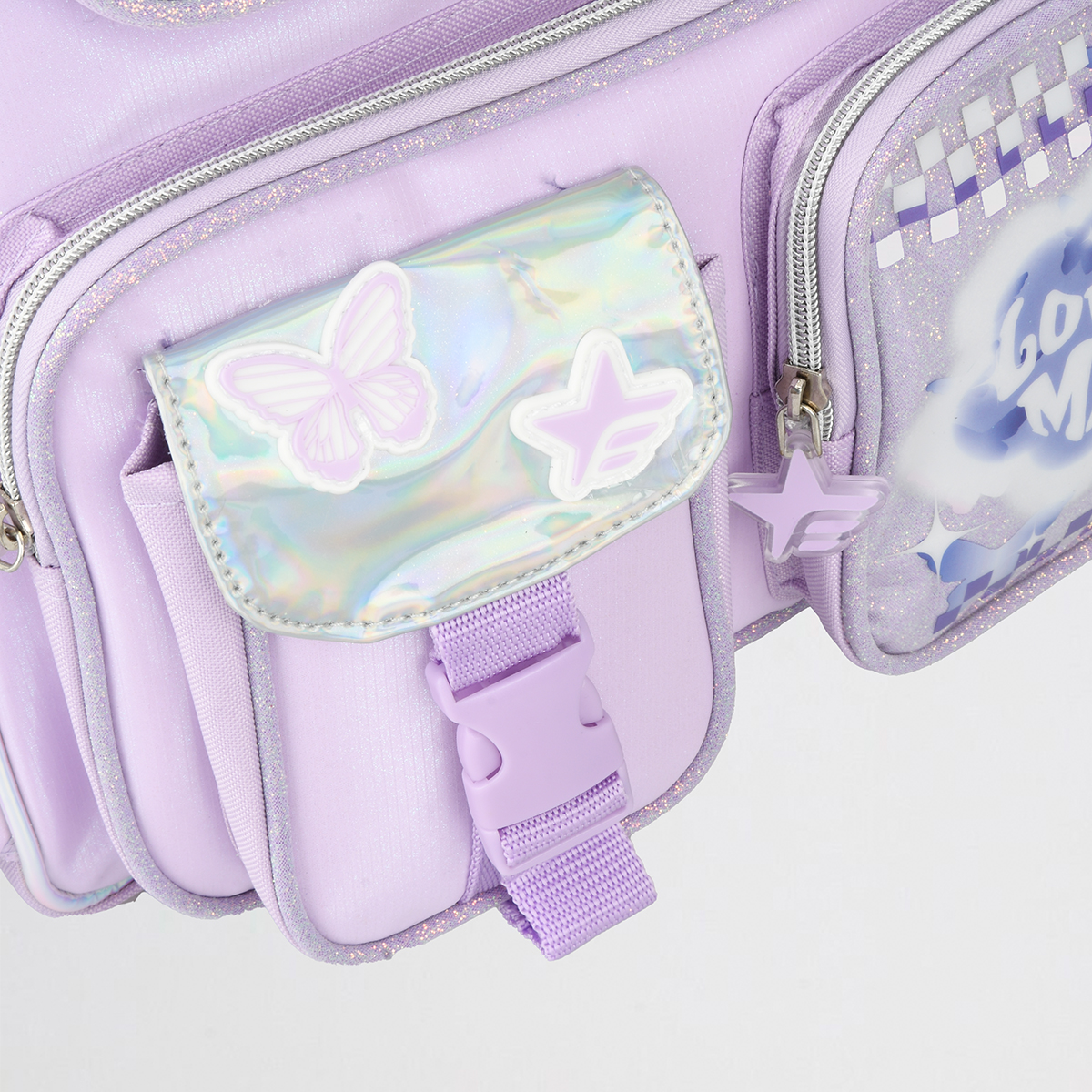 Mochila Footy Espalda Glow Fly 18 Ni&ntilde;a con estuche,  image number null